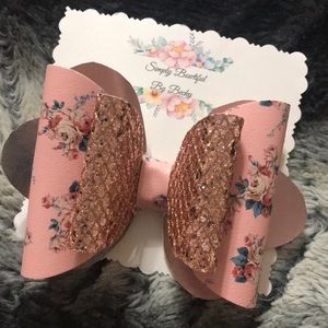 Gorgeous Pink floral Handmade boutique bow